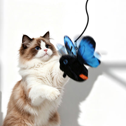 Electric Butterfly Cat Toy with Flapping Wings 3 Modes and Touch Activation - Blue
