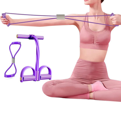 6 Tube Pedal Ankle Puller Fitness Exercise Rope with 8 Shape Resistance Band-Purple