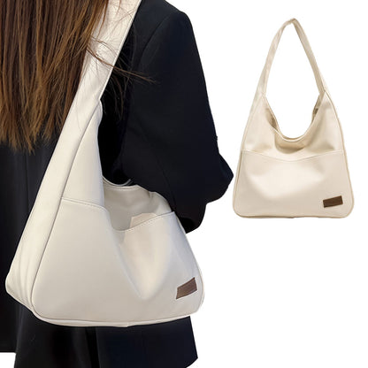 PU Leather Work Shoulder Bag Large Tote Bags for Women Bucket Handbag White