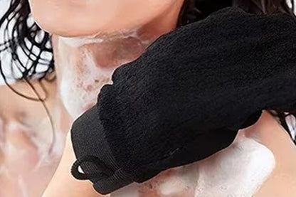 2Pcs 100% Viscose Exfoliating Gloves Moroccan Body Scrub Bath Wash Mitts-Black