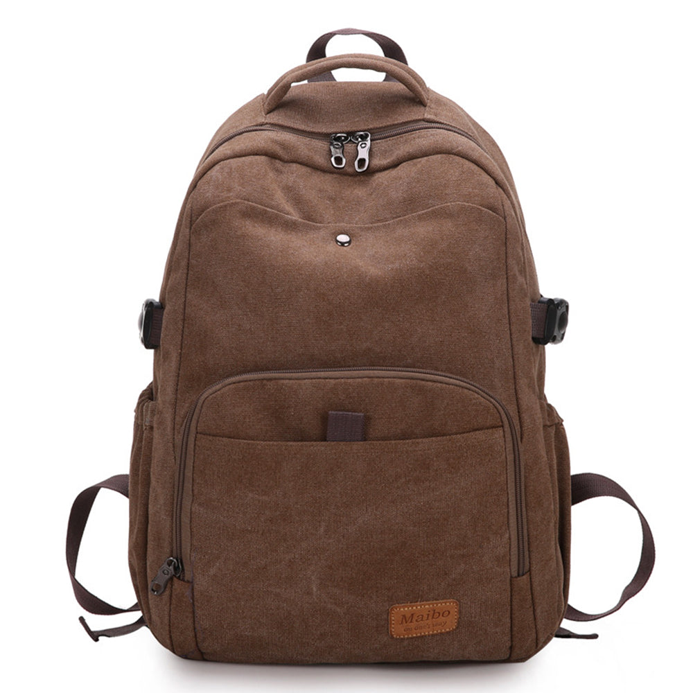 Large Capacity Canvas Backpack Laptop Bag Notebook School Travel Bag for Men Women Coffee