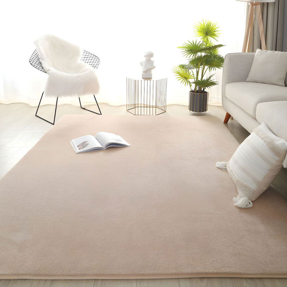 Coral Fleece Soft Carpet Fast Rebound Sponge Floor Mat-Camel