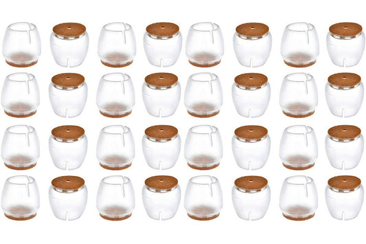 32Pcs Chair Leg Floor Protectors Silicone Soft Square Round Covers Felt Bottom Silicone Pads with Glide Pads-Round