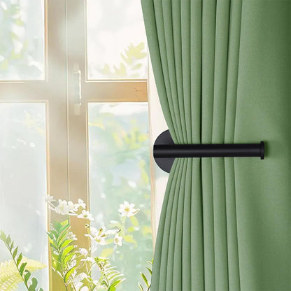 2 Piece Curtain Holdback Hooks and Tissue Roll Holders-Black