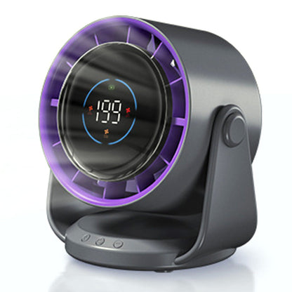Quiet Table Fans Wall-Mounted Digital Display Rechargeable Fan for Home Office Kitchen Travel Camping Purple