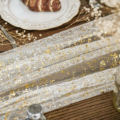 300x72 Gold Glitter Tulle Table Runner Wedding Decor
