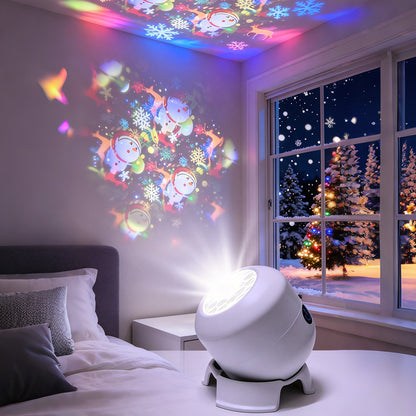 Christmas Projector Night Light USB Rotating Projection Lamp Snowman
