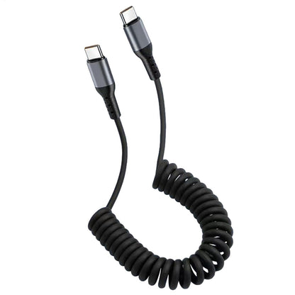 USB C To C Cable Car Coiled Type C Charging Cable For iPhone Samsung