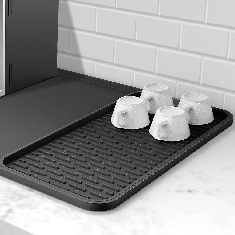 2-in-1 Silicone Coffee Mat Kitchen Countertop Mat with Detachable Dish Drying Mat