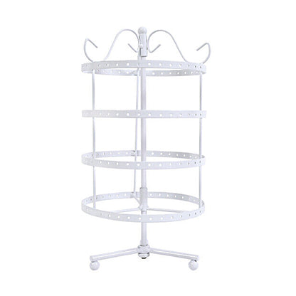 4-Tier Rotating Earring Spin Table 144 Holes Earring Organizer Display Stand White