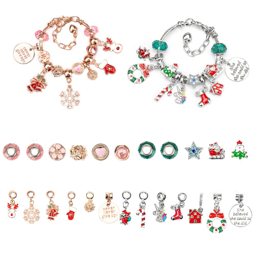 24 Days Advent Calendar Girls Bracelet Christmas Countdown Calendar DIY Christmas Charm Bracelet