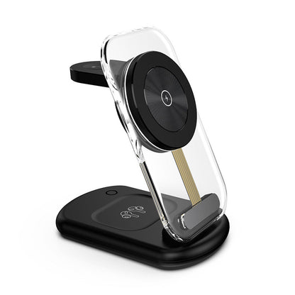 3-in-1 Wireless Charging Station for Apple Devices Wireless Charger Dock with Night Light Black