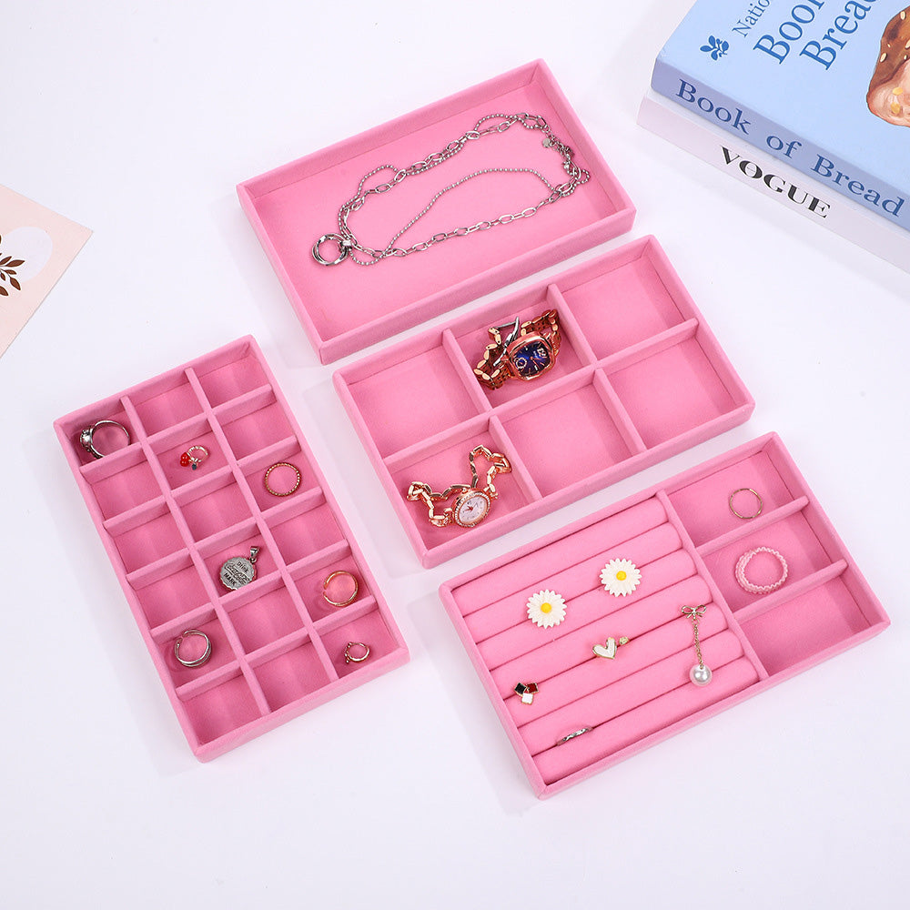 4pcs Stackable Jewelry Organizer Boxes Set for Earrings Rings Necklaces Bracelets-Pink