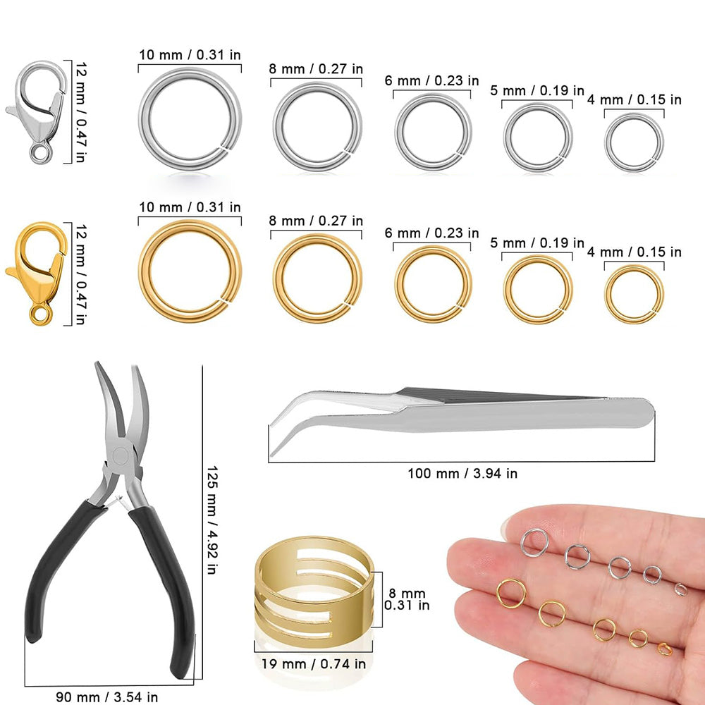 Jewelry Making Repair Kit 1160pcs Open Jump Rings 40pcs Lobster Clasps Pliers Set