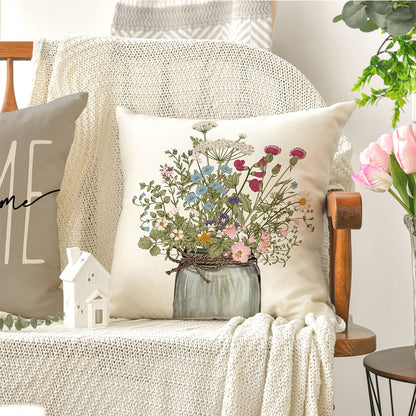 Fall Wildflowers Home Sweet Home Throw Pillow Covers 4pcs