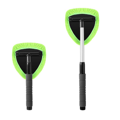 Extendable Windshield Cleaning Tool Set Car Window Microfiber Cleaner with 4 Replacement Microfiber Pads Gree
