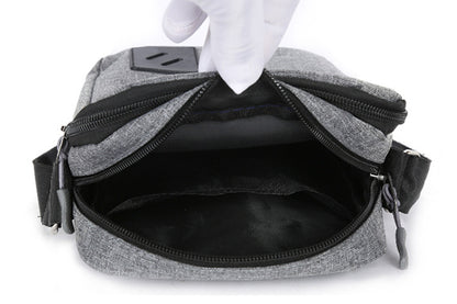 Men's Oxford Crossbody Shoulder Bag with Adjustable Strap and Multi-Pocket Messenger Design-Grey