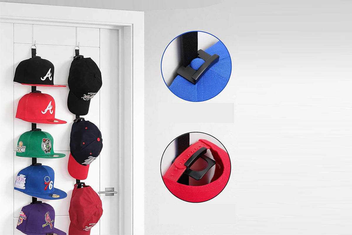 Hat Rack Baseball Hat Organizer for Bedroom Entrance or Garage Doors