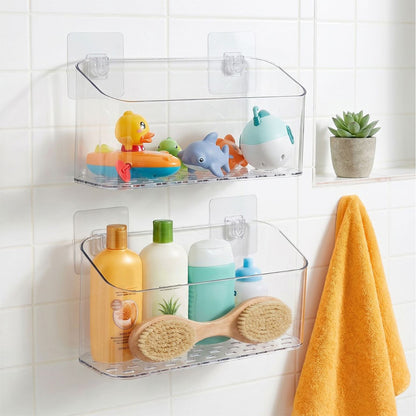 No Drill Bath Storage Wall Mounted Transparent Shower Caddy