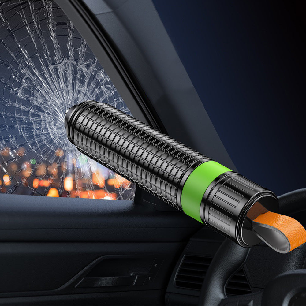 Car Safety Hammer with Window Breaker & Seat Belt Cutter Black