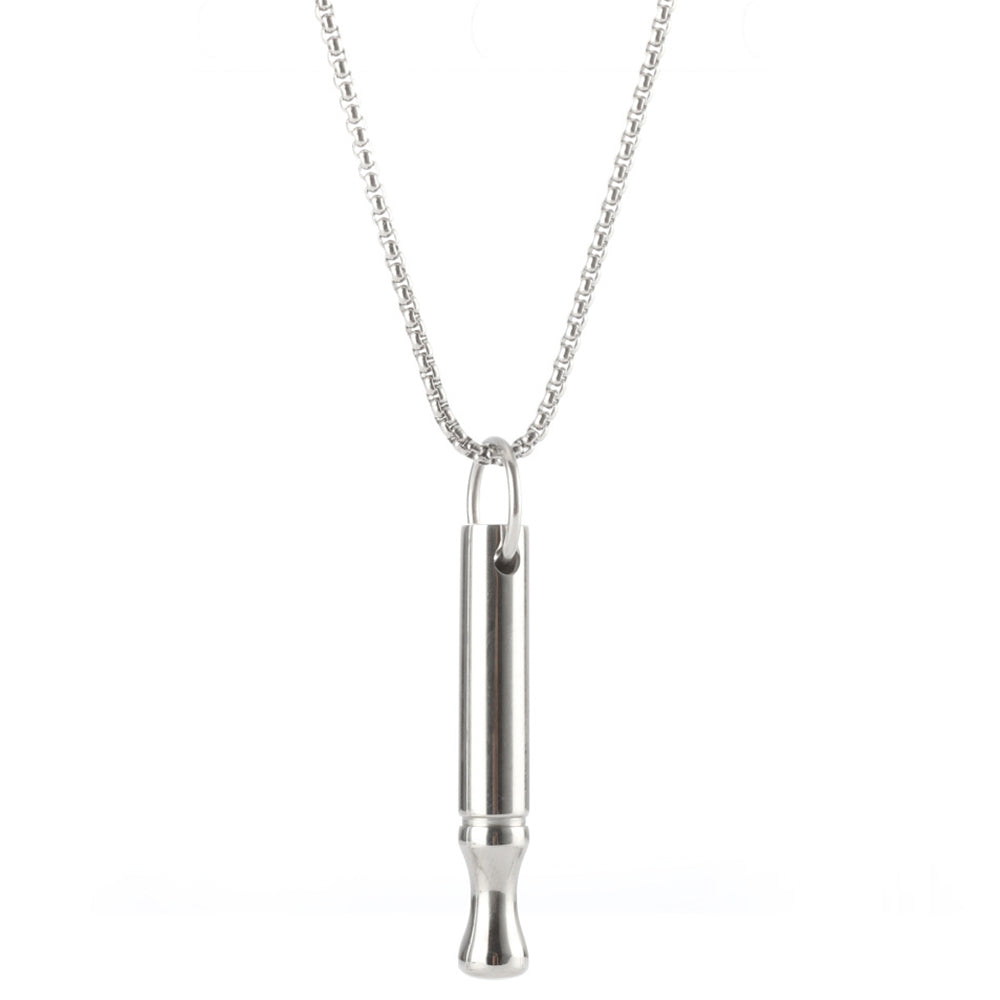 2Pcs Mindfulness Breathing Necklace Stainless Steel Breathe Pendant Meditation Tool Silver