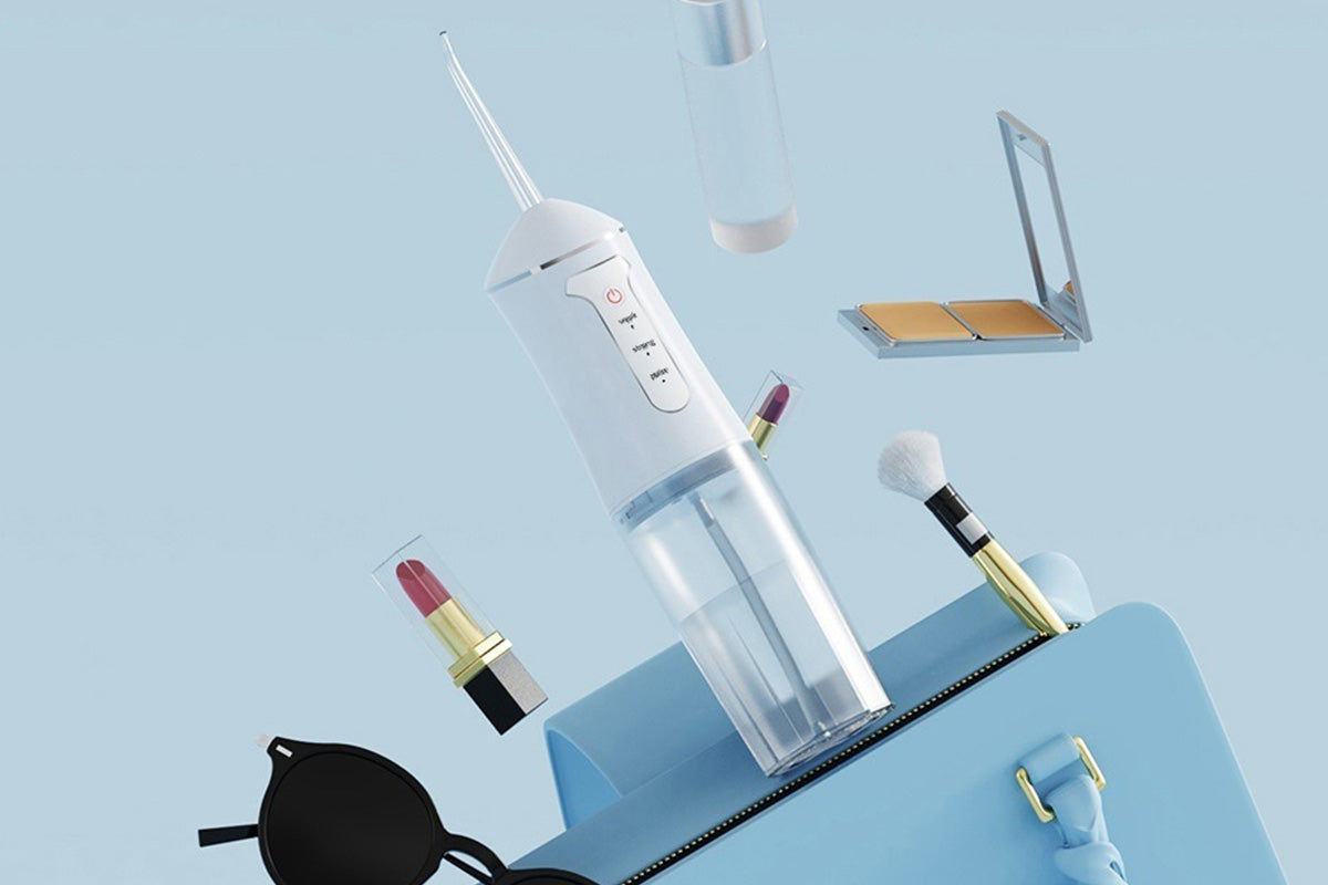 Cordless Electric Water Flosser Teeth Cleaner Floss Irrigator With 4 Jet Tips-White