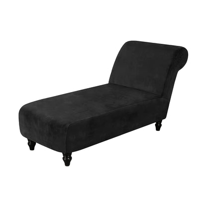 Velvet Armless Lounge Chaise Slipcover Stretch Chaise Couch Cover -Black