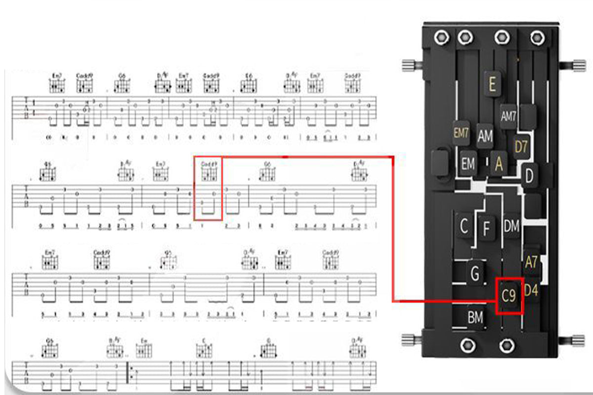 Guitar Aid Chords Trainer One-touch Guitar Chord Player Assisted Guitar Learning System for Adults or Children Trainer