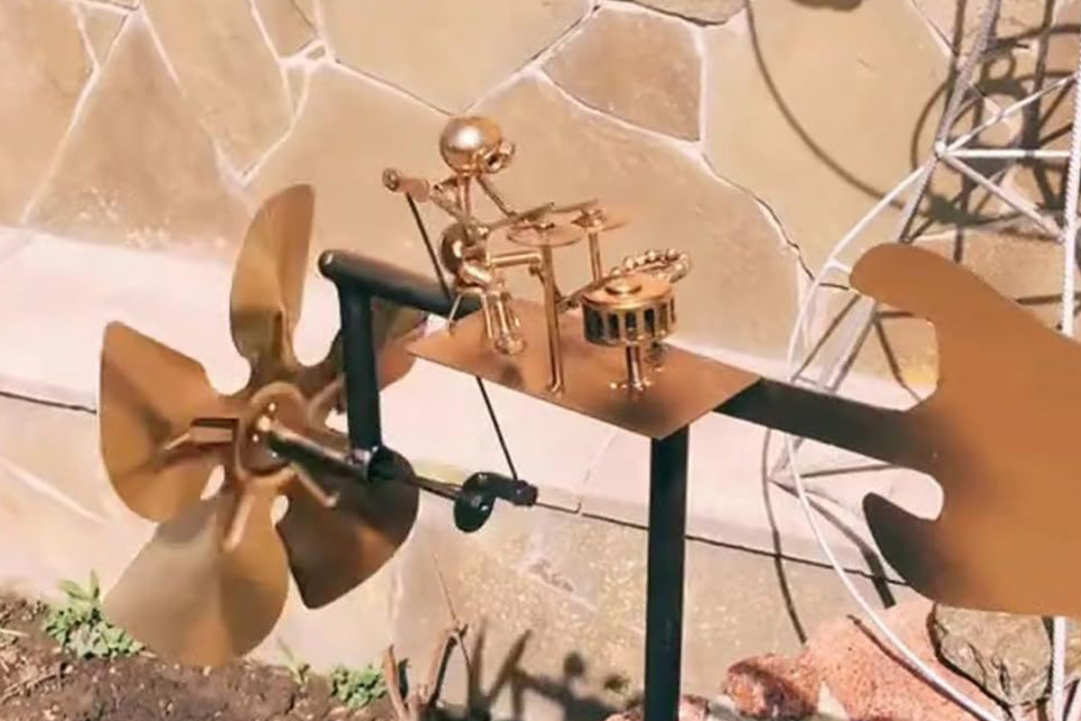 Handmade Drummer Windmill Metal Rock Band Windmill for Yard Lawn Garden Patio Decor -Drum Set Windmill