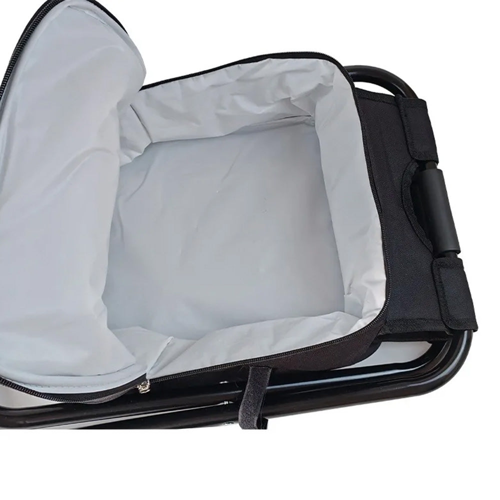 Portable Cooler Folding Stool Fishing Chair Multi-Function Outdoor Seat Black