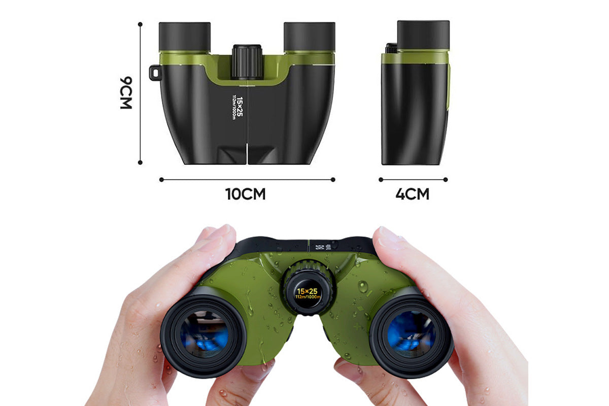 High Powered 15 x 25 Compact Binoculars With Storage Bag For Adults