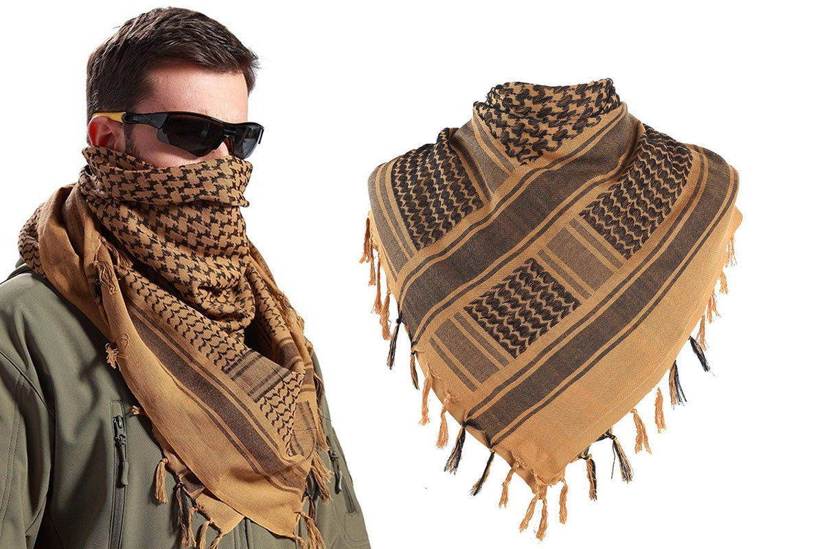 Military Shemagh Arab Tactical Desert Keffiyeh Thickened Scarf Wrap for Men-Brown