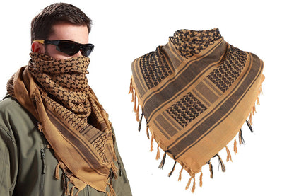 Military Shemagh Arab Tactical Desert Keffiyeh Thickened Scarf Wrap for Men-Brown