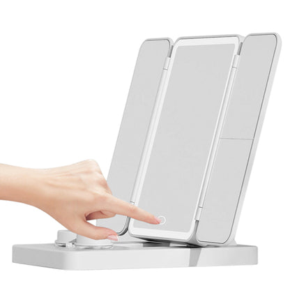 3 in 1 Foldable Makeup Mirror with Lights and Contact Lens Case for Travel