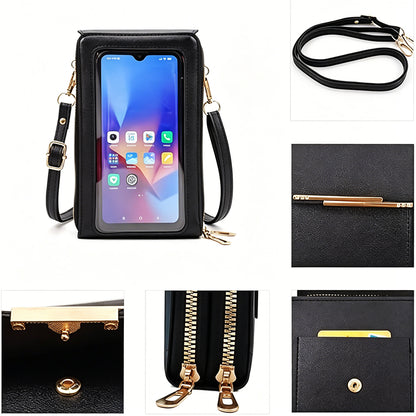 Touchscreen Crossbody Phone Bag Small Purse with Card Slots for Travel-Black