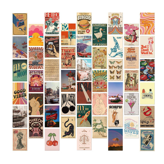 Set of 50Pcs Y2k Retro Posters Aesthetic Wallpaper Downtown Girl Room Decor