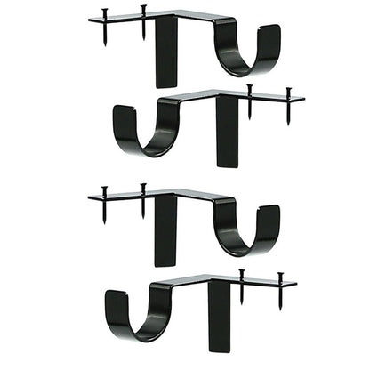 2Pcs Tap In Iron Curtain Rod Brackets -Black