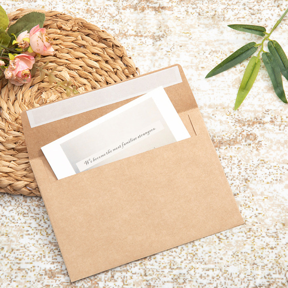 50 Pack Kraft Paper Self Adhesive Envelopes for Cards Photos - Brown