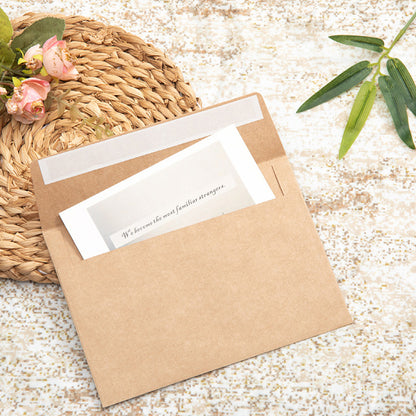 50 Pack Kraft Paper Self Adhesive Envelopes for Cards Photos - Brown