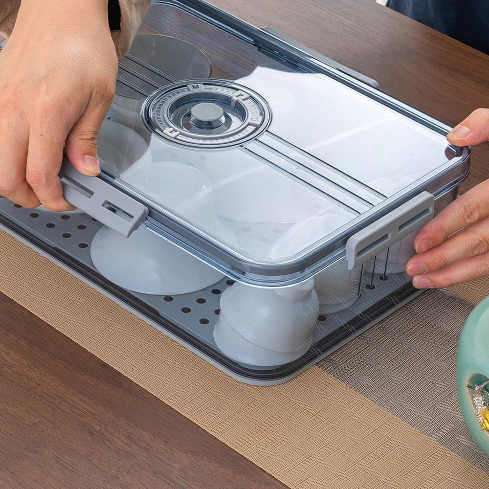 Transparent Bread Box with Timer Drainboard Lid