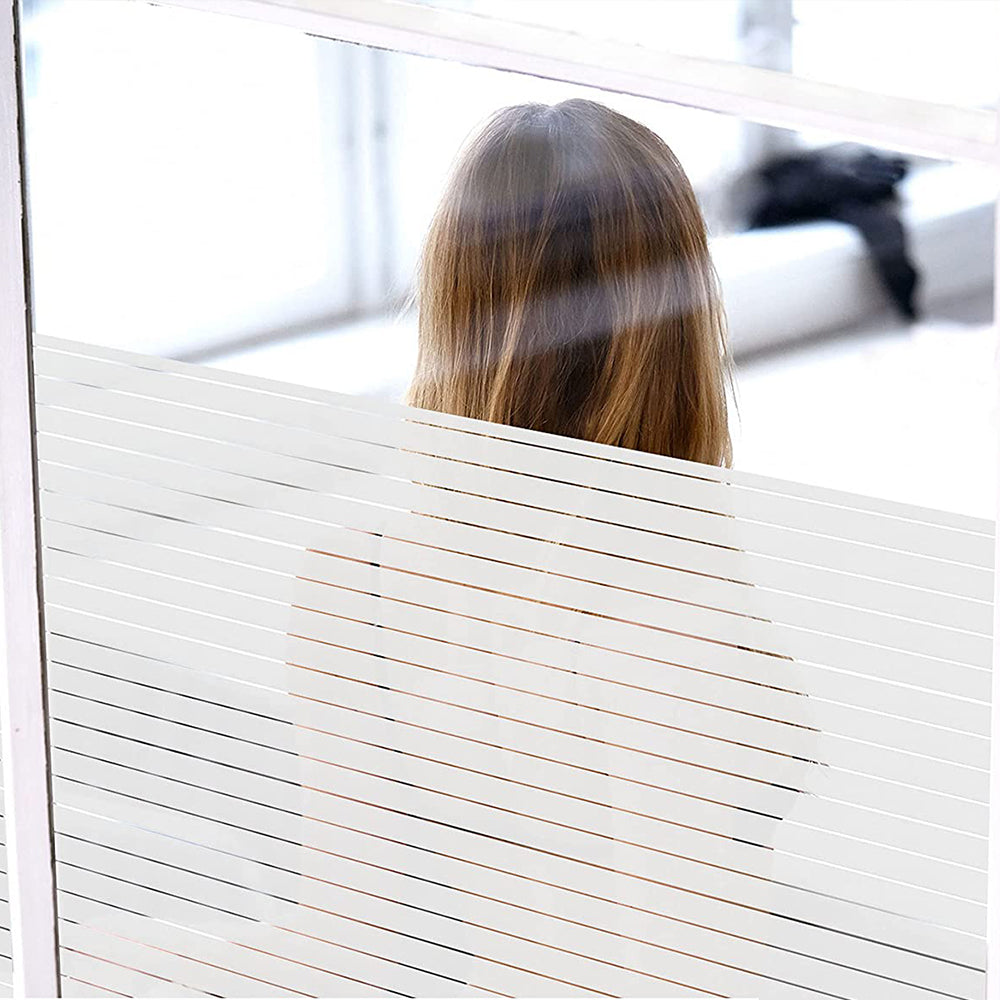 Frosted Stripe Glass Window Privacy Film Static Window Sticker Office Bathroom Decor
