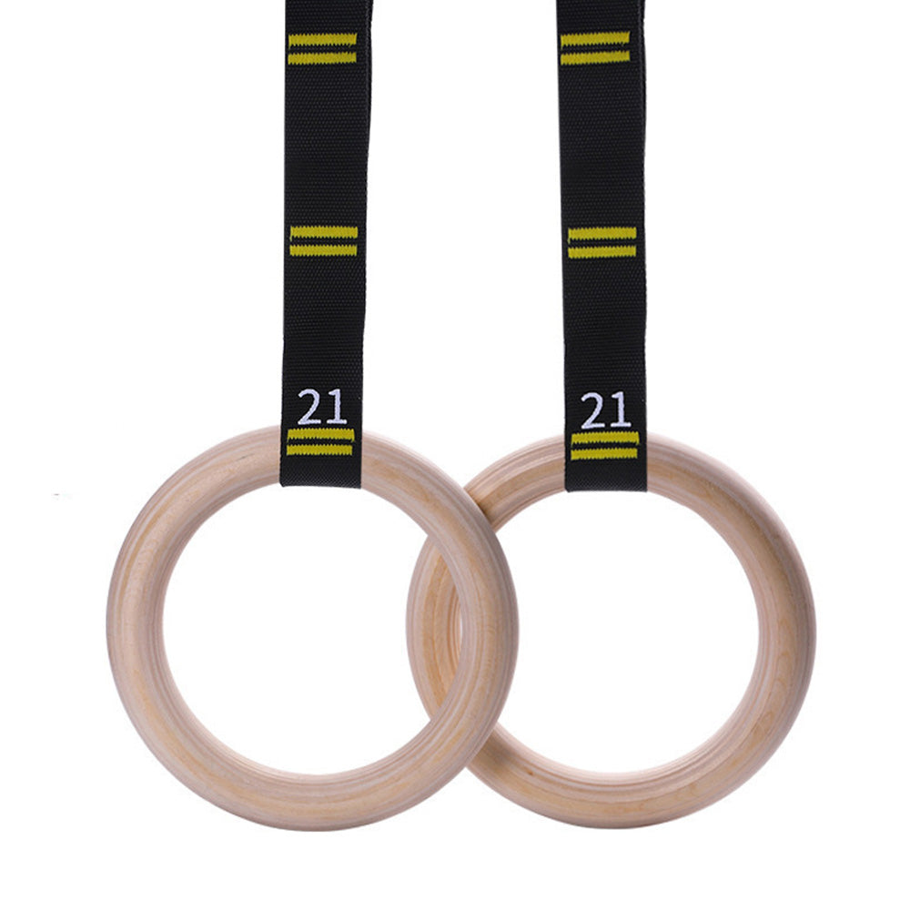 Wooden Gymnastic Rings Set Pull Up Gym Rings with Adjustable Straps for Workout Bodyweight Fitness Training