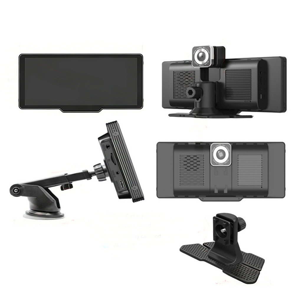 10.26 Inch IPS Portable Wireless Carplay Android Auto Screen with Dual Dash Cam