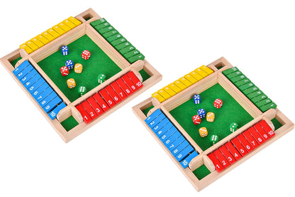 2Pcs Wooden Shut The Box Dice Game Drinking Dice Toy Family Traditional Game Puzzle Board Game