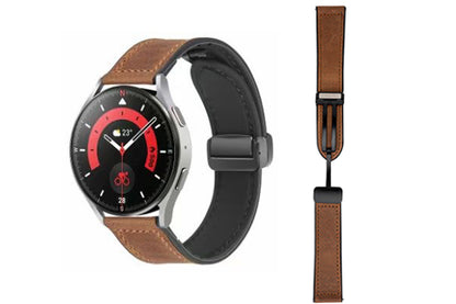 Attractive Leather Watch Band Genuine Leather Strap For Samsung Huawe-Dark Brown