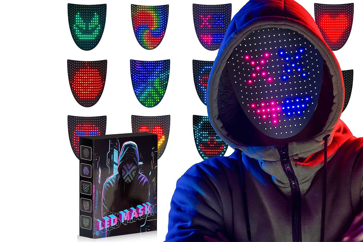 LED Light Up Mask with Gesture Sensing 50 Patterns Changing Halloween Party Props