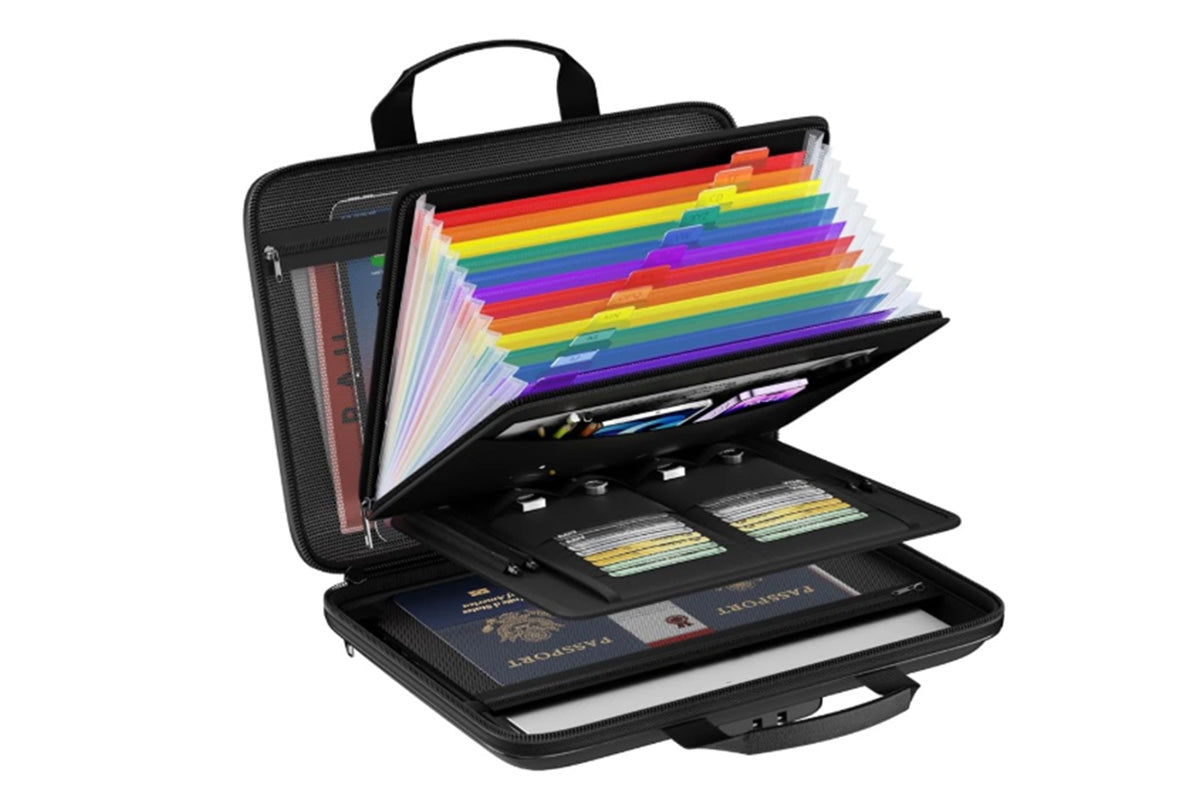 Hard Case Fire Resistant File Organiser with Lock an Accordion File Folder