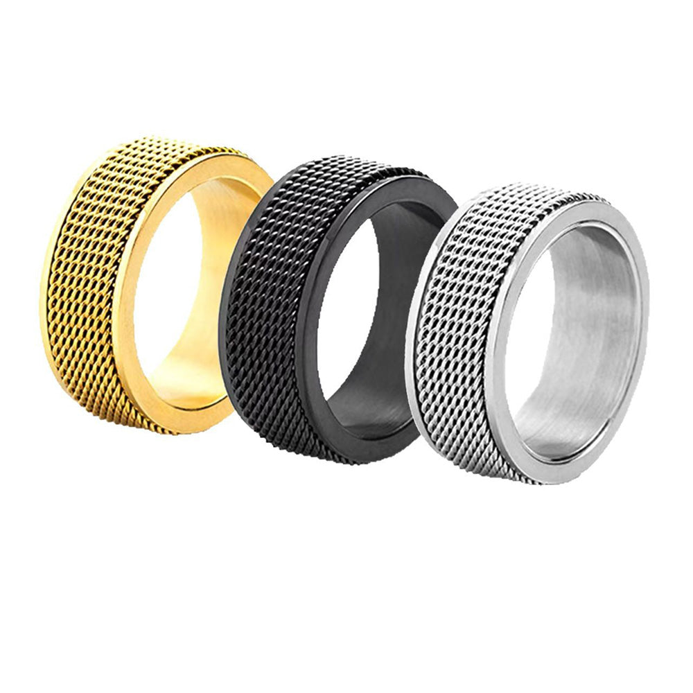 51 mm Titanium Steel Spinner Ring Set Silver Black Gold Relaxing Rotating Rings