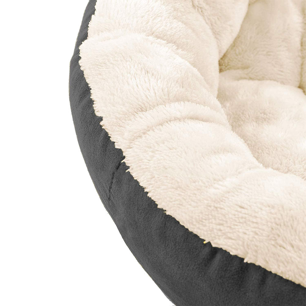 Round Washable Donut Pet Bed with Anti Slip Base - Grey