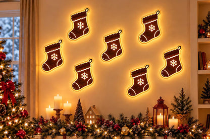Christmas Glow Silhouette Light 3D LED Warm light Wall Decor - Christmas Stocking